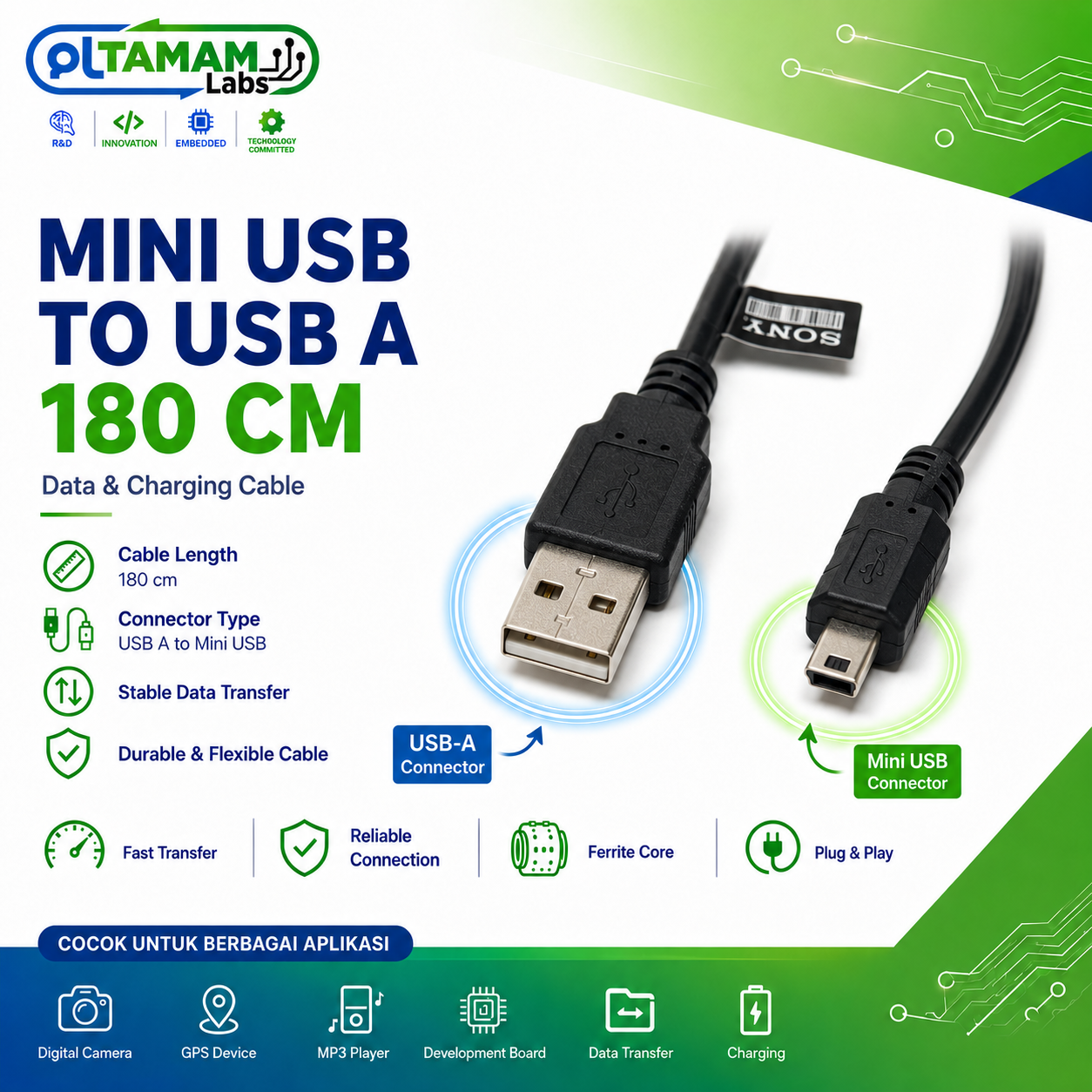 Kabel Data Mini USB to USB-A 180 cm SONY