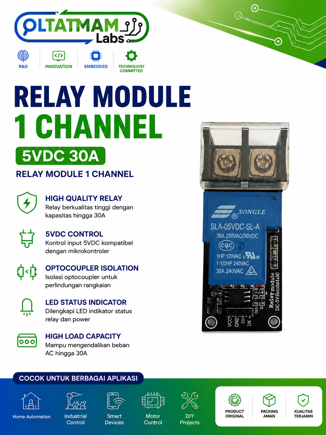 Relay Module 1 Channel 5VDC 30A / Modul Relay 1 Channel 5V 30A